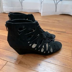 Never worn Material Girl black wedge dress shoes